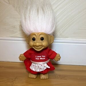 Russ Berrie My Lucky I love you This Much Red Dress Retro Troll Doll,# 18202| 4"
